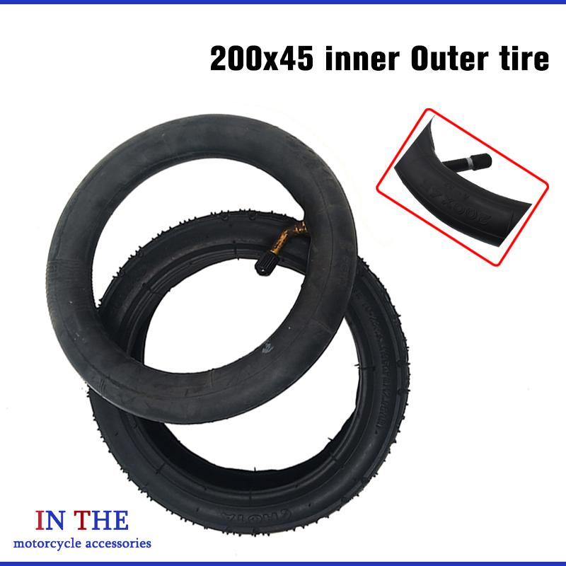 Scooter Tire - 厚みのあるスクーター用タイヤ 200x45。空気を入れて使用する内側タイヤと外側タイヤのセットで、電動スクーターのタイヤ部品として最適。