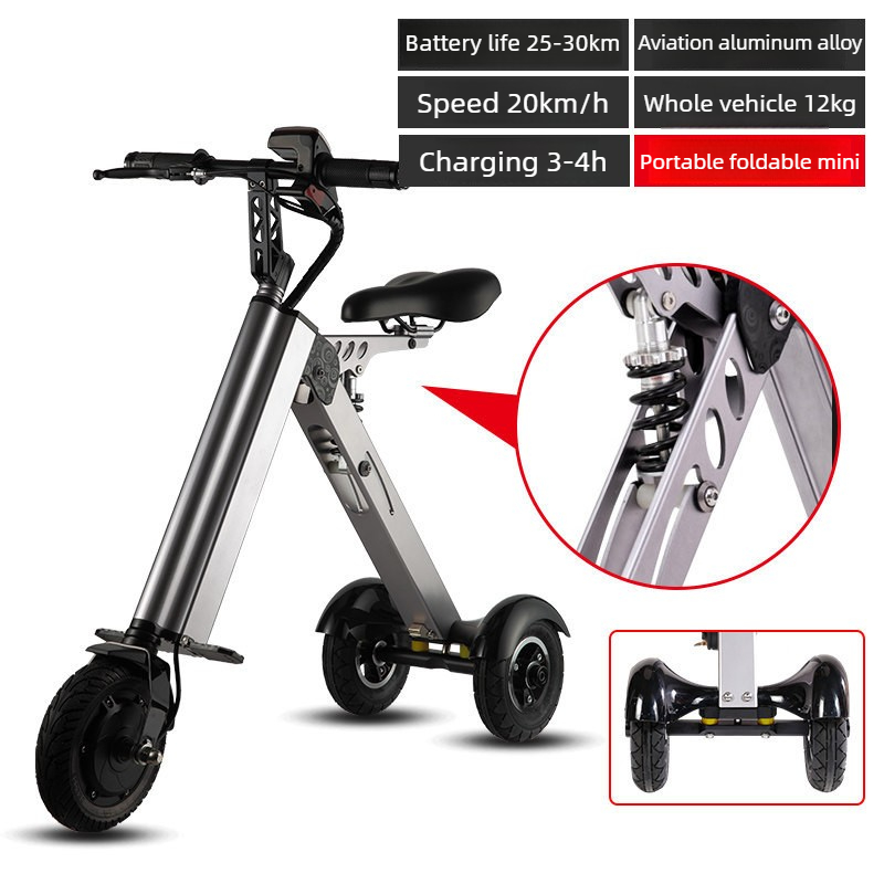 軽量12.6KG折りたたみ式電動三輪車8インチ空気入りタイヤ - Folding Electric Scooter のレビューと価格