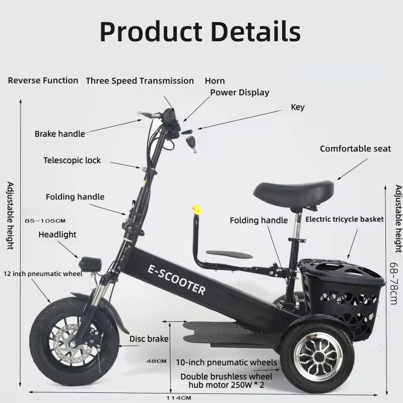 【2026】3輪2人乗り折りたたみ式電動スクーター防水仕様大 - Electric Scooter Adults のレビューと価格